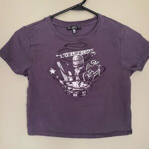 Graphic Cutout Crop Top Sz Med